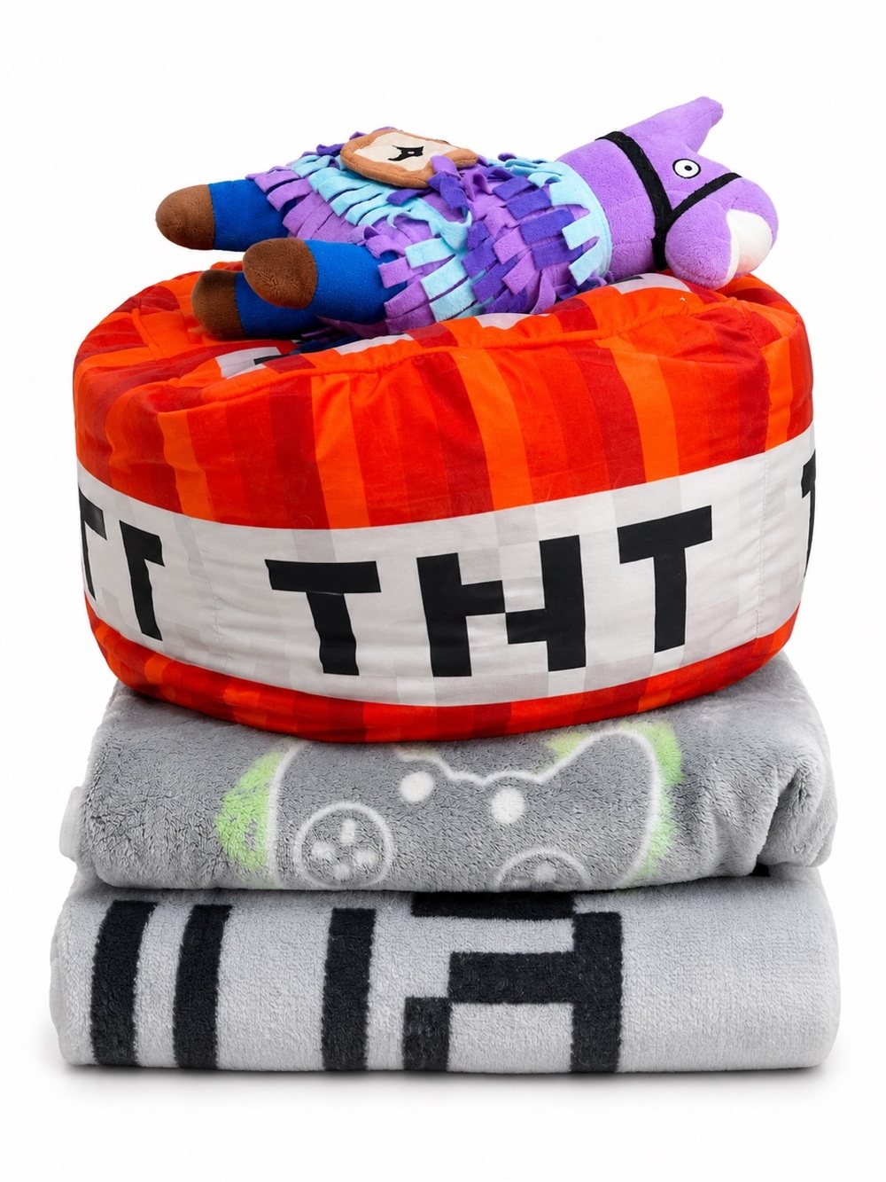 Kids Gamer Bundle Blankets Pouf Plushes Minecraft Fortnite